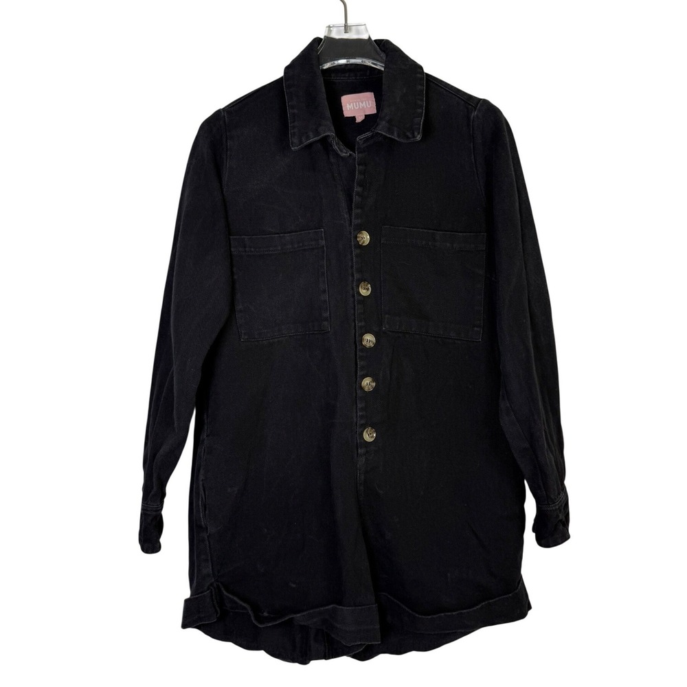 Show Me Your Mumu Tegan Jumper Black Denim Utility Romper‎ Long Sleeve Size M